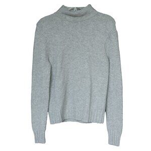 J. Crew Alpaca Wool Mock neck Sweater Grey Minimal Neutral Academia Soft Girl